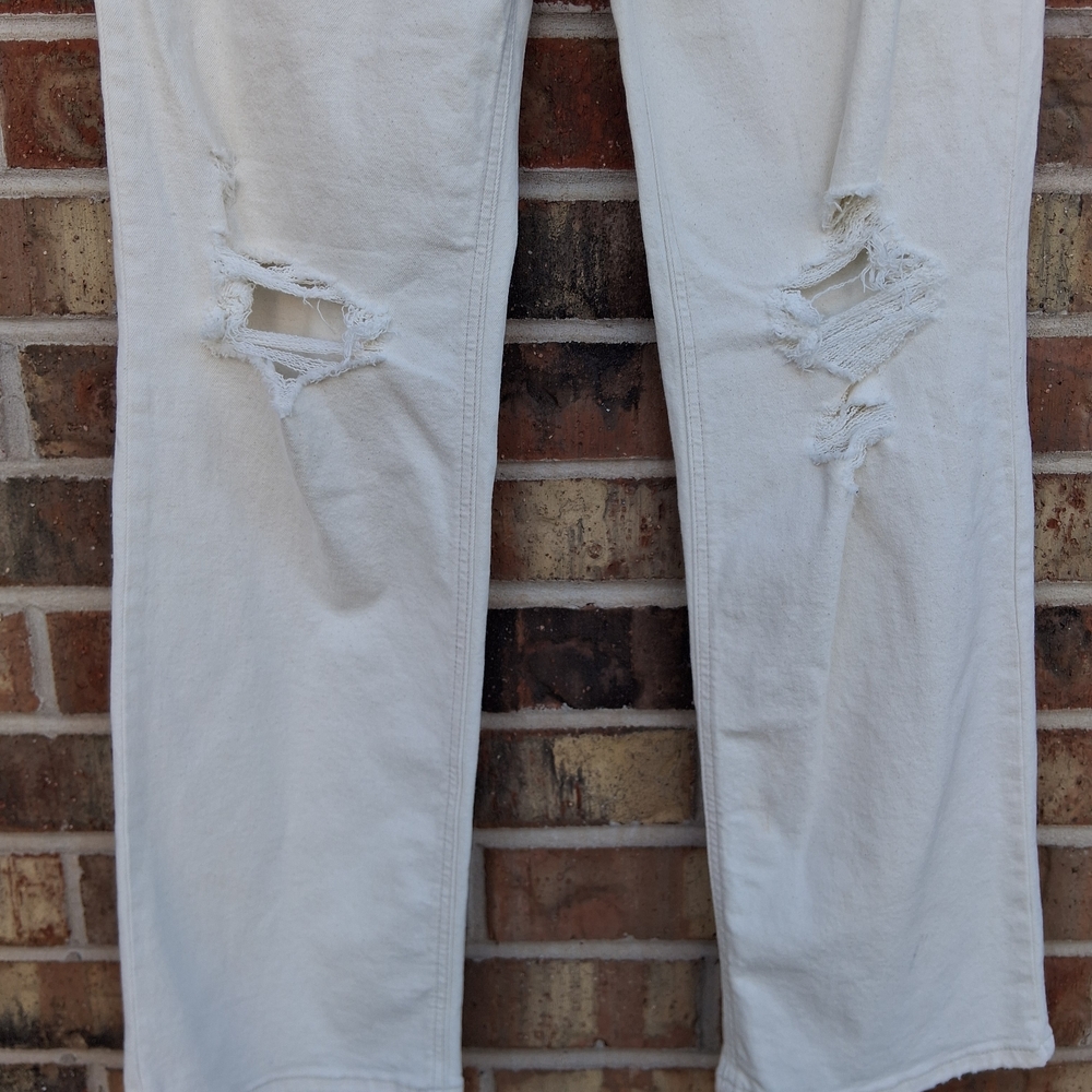 Eunina Codi Super High Rise Dad Jean Super Moon Ecru NWT 11/30 Distressed - Picture 5 of 12